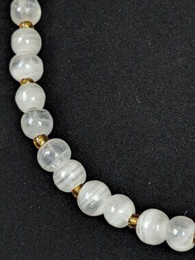 Vintage Doubled White Cloudy Bead Necklace